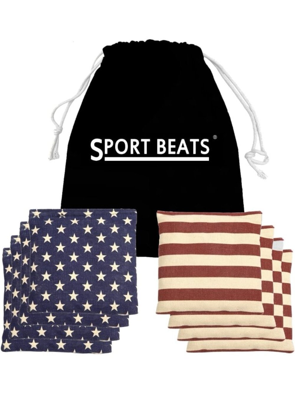 New Cornhole Game Bags Set of 8 - Regulation Size & Weight with Carry Case